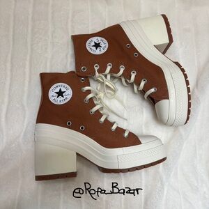 Converse High-Top Brown and White Platform Sneakers